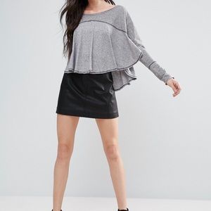 Free People Zip Vegan Leather Mini Skirt.